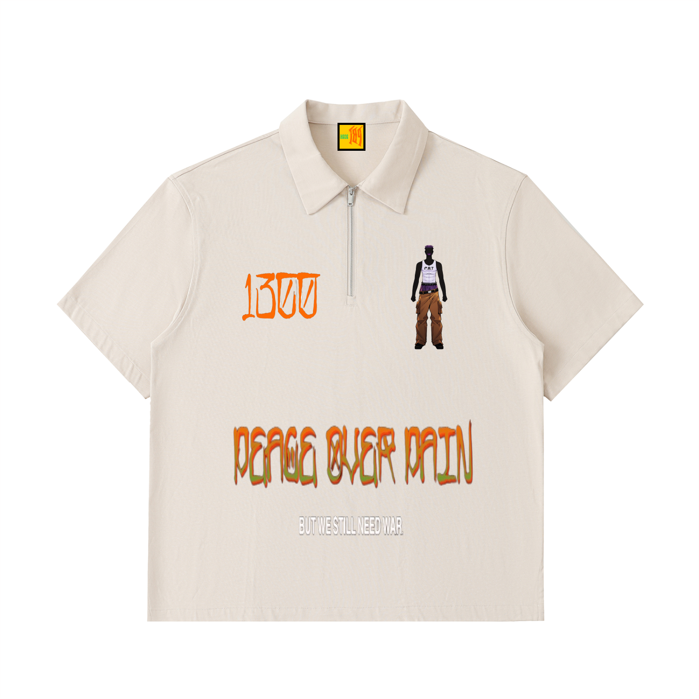 PEACE OVER PAIN //  Half-Zip Cotton Polo Shirt
