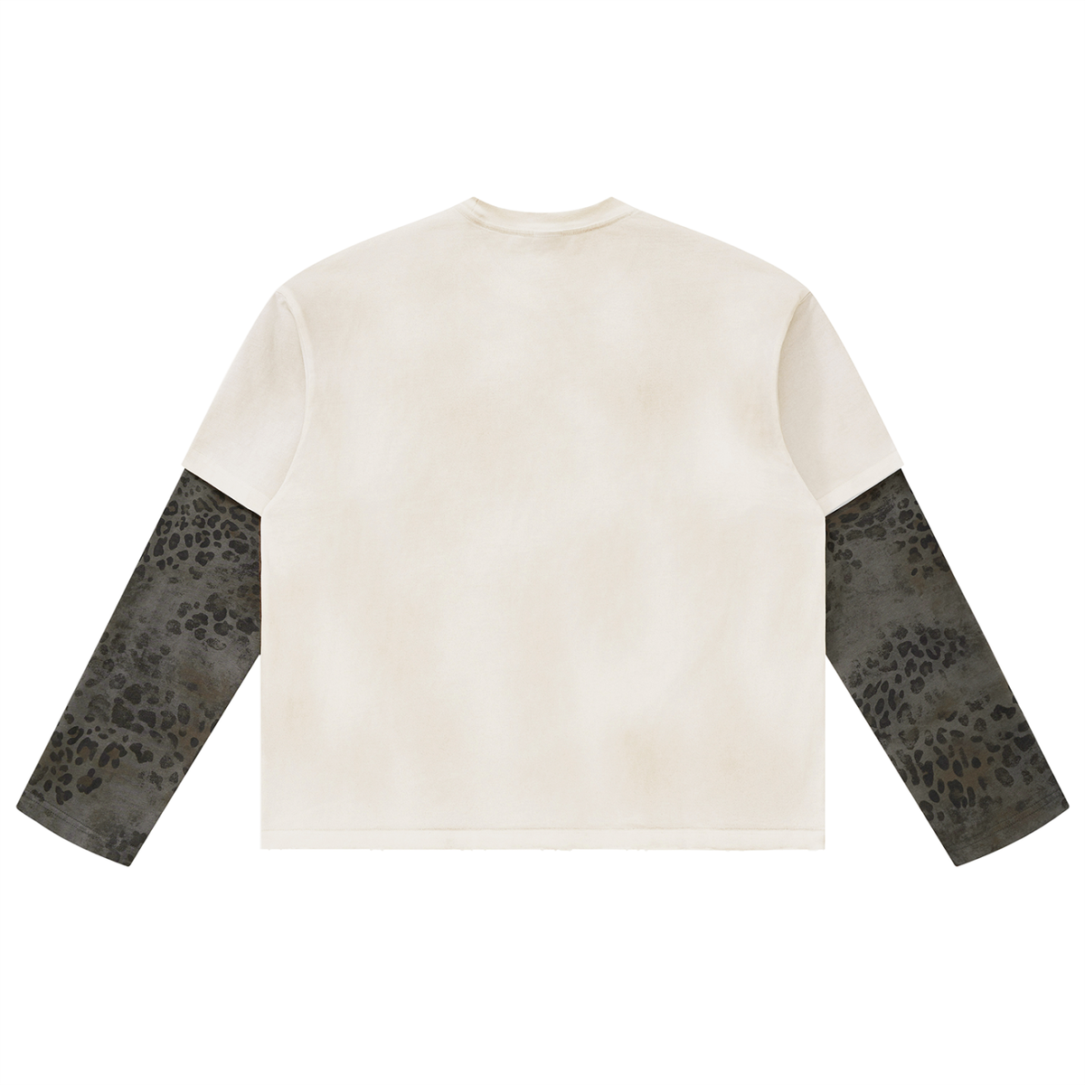 PBT // Unisex Vintage Wash Leopard Paneled Layer T-Shirt